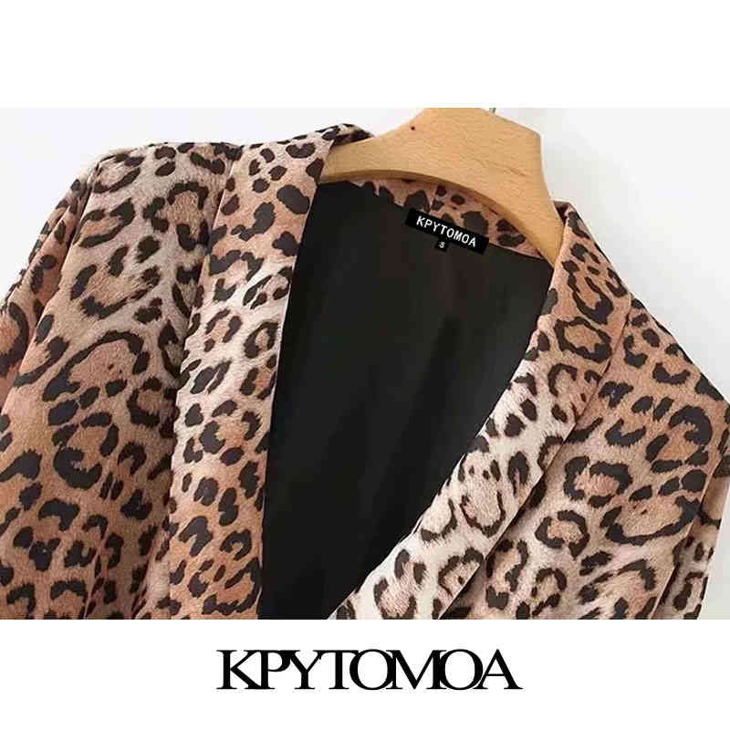 Women Sexy Fashion With Belt Leopard Print Wrap Playsuits Vintage V Neck Long Sleeve Female Jumpsuits Mujer 210416
