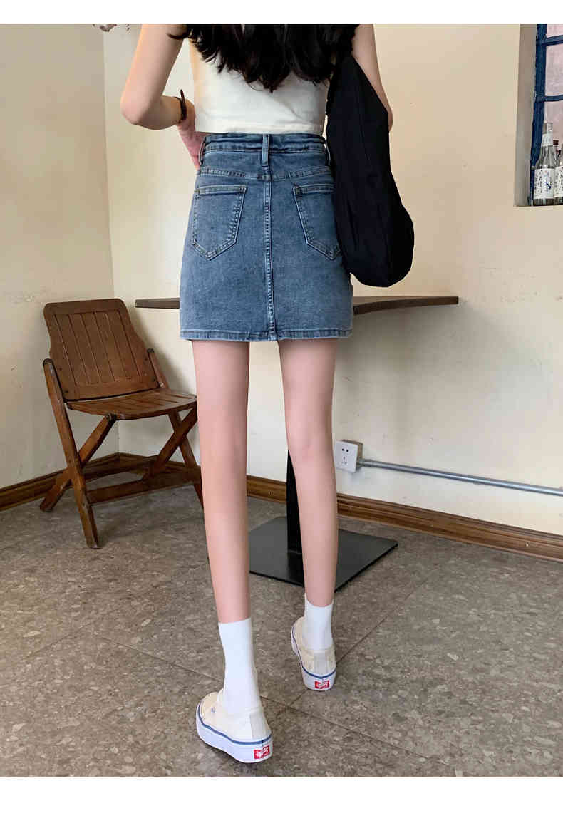 Women's High Waist Denim Skirt Ladies Vintage Summer Casual Slim Skirts Sexy Clothing Female 210519
