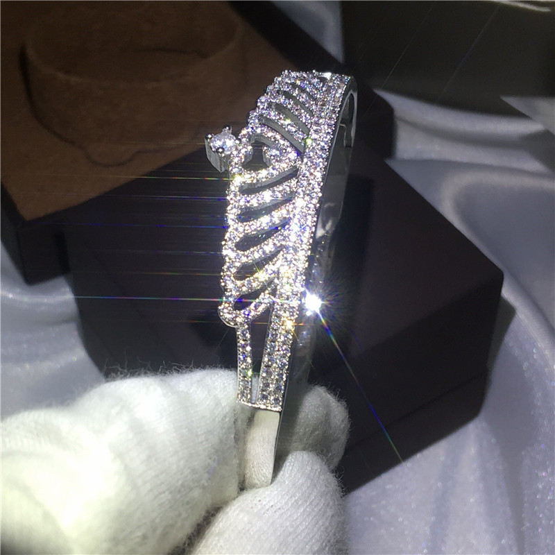 2024 Sparkg Wedding CZ Bangles| Sterg Sier, White Cubic Zirconia, Party Jewelry