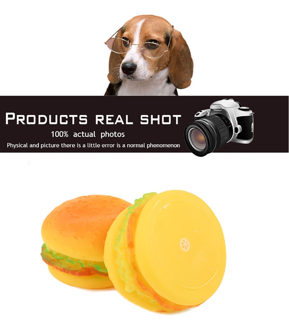Interactive Dog Toys For Small Vinyl Glue Hamburger Squeak Puppy Diameter 8.5cm Chew Bite Resistant