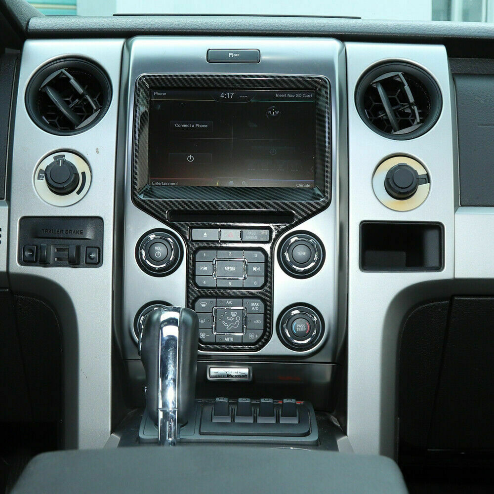 Carbon Fiber Central Control Panel Dashboard Trim For Ford F150 Raptor 2009-2014 ABS