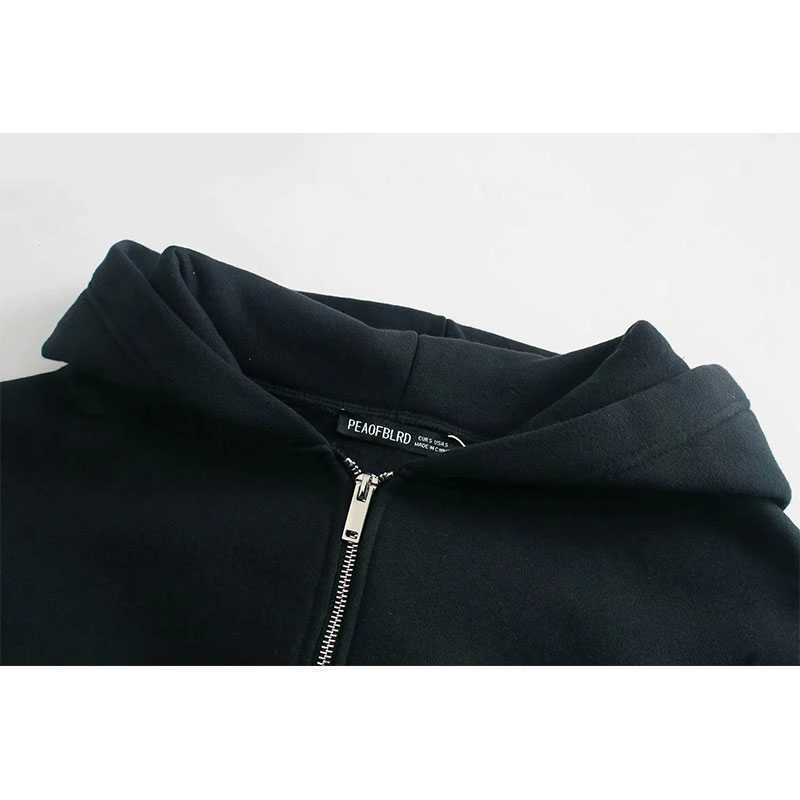 Hoodie Sweatshirt Spring Autumn Hooded Zipper Vintage Loose Long Sleeve Casual Jackets Tops 210628