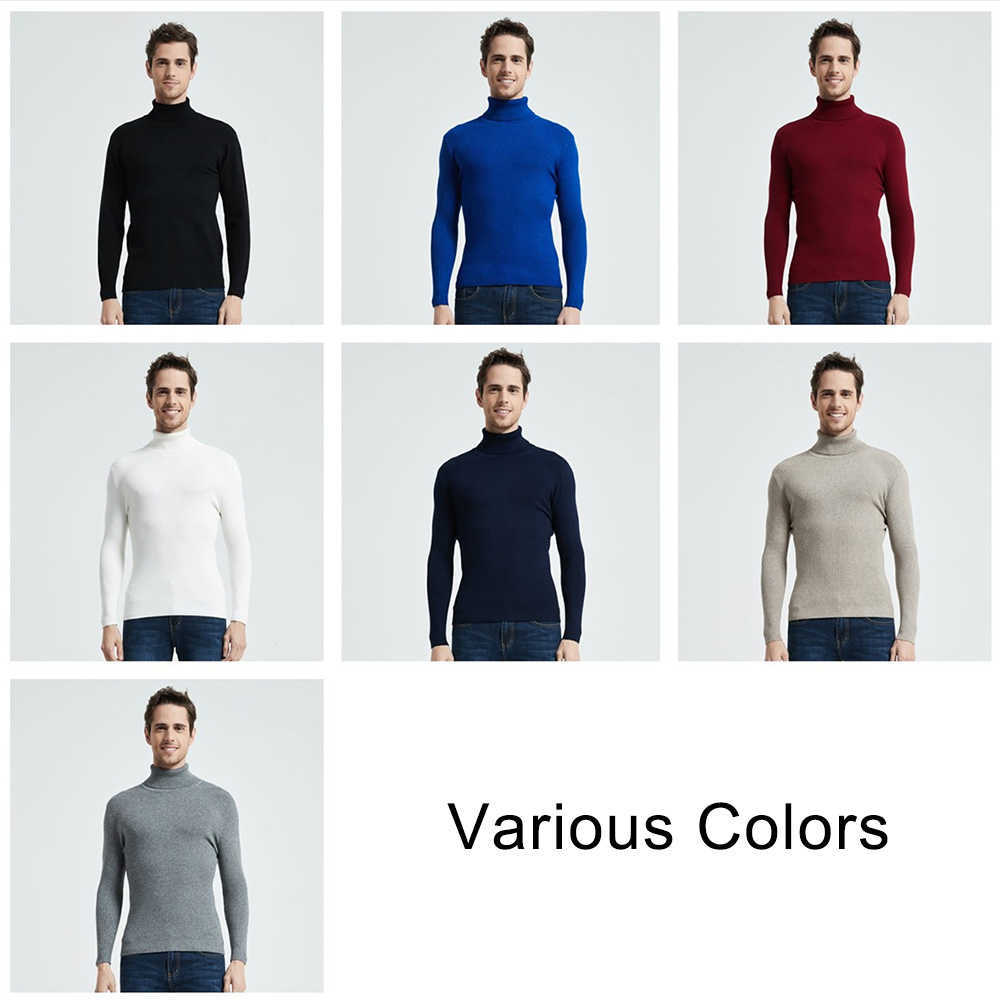 COODRONY Christmas Sweater Men Clothes Winter Thick Warm Casual Knitwear Turtleneck Pullover Classic Pure Color Jumper 8253 210818
