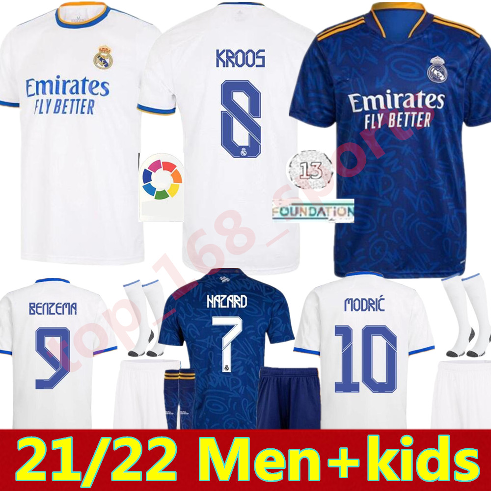 21 22 Real Madrid soccer jerseys HAZARD ALABA BENZEMA ASENSIO MODRIC MARCELO Isco 2021 2022 home away football shirts women kids kit + men от DHgate WW