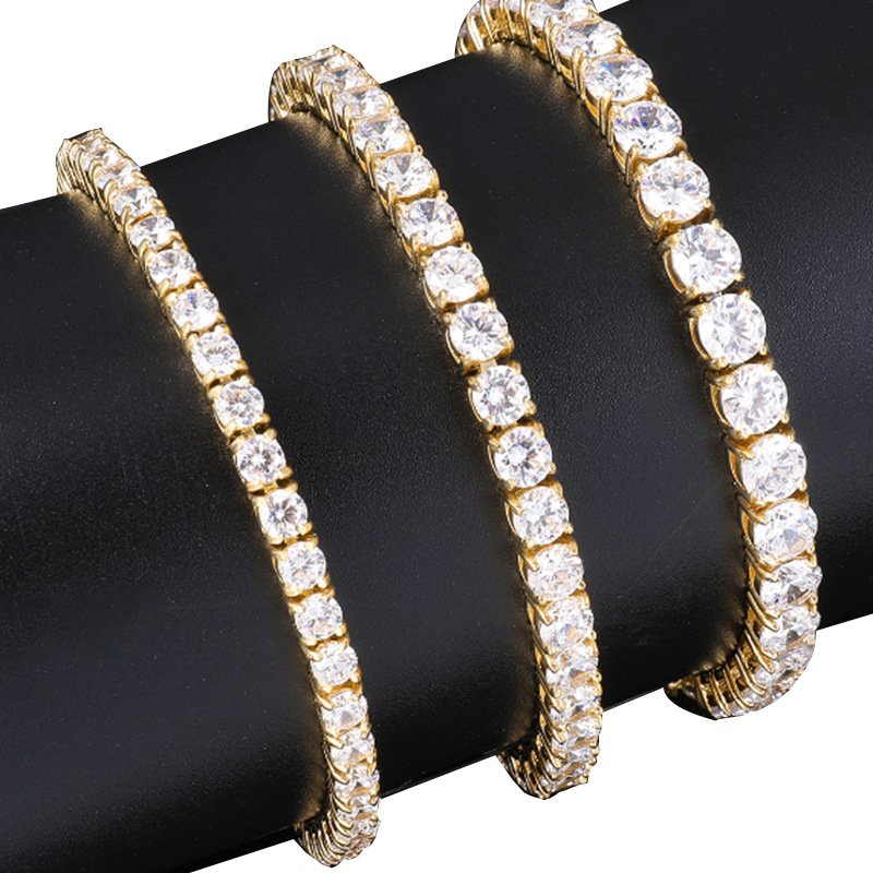 Iced out Cubic Zirconia 4mm tennis bracelet single row hip hop diamond chain women men jewelry296J301P