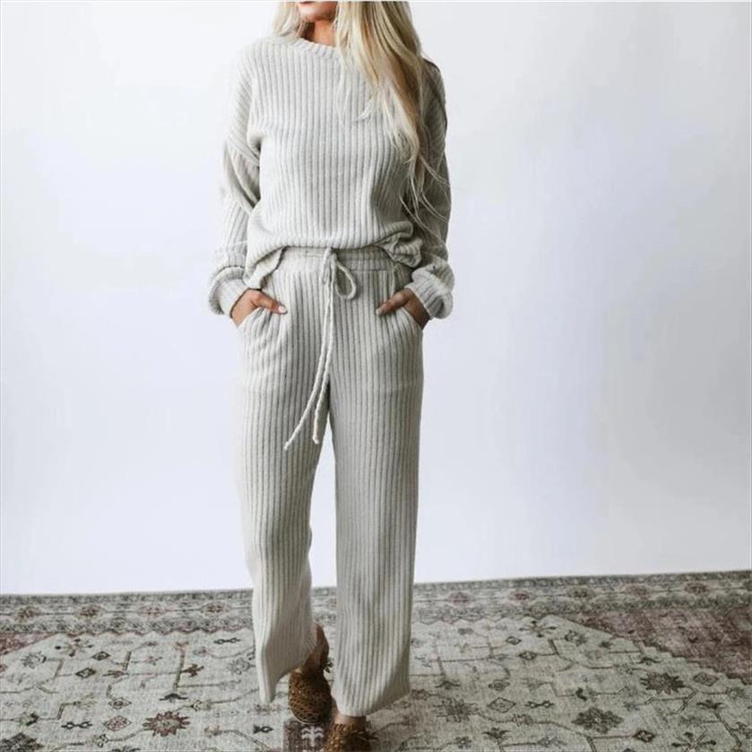 casual 2 pieces solid ribbed womenpant knit home loungewear loose fall clothes set ladies long sleeve drawstring pants, White
casual 2 pieces solid ribbed womenpant knit home loungewear loose fall clothes set ladies long sleeve drawstring pants, White