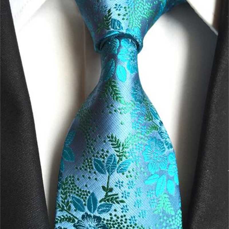 Ricnais Classic Silk Men Tie Plaid Neck Ties 8cm Green Blue for Formal Wear Business Suit Wedding Party Gravatas