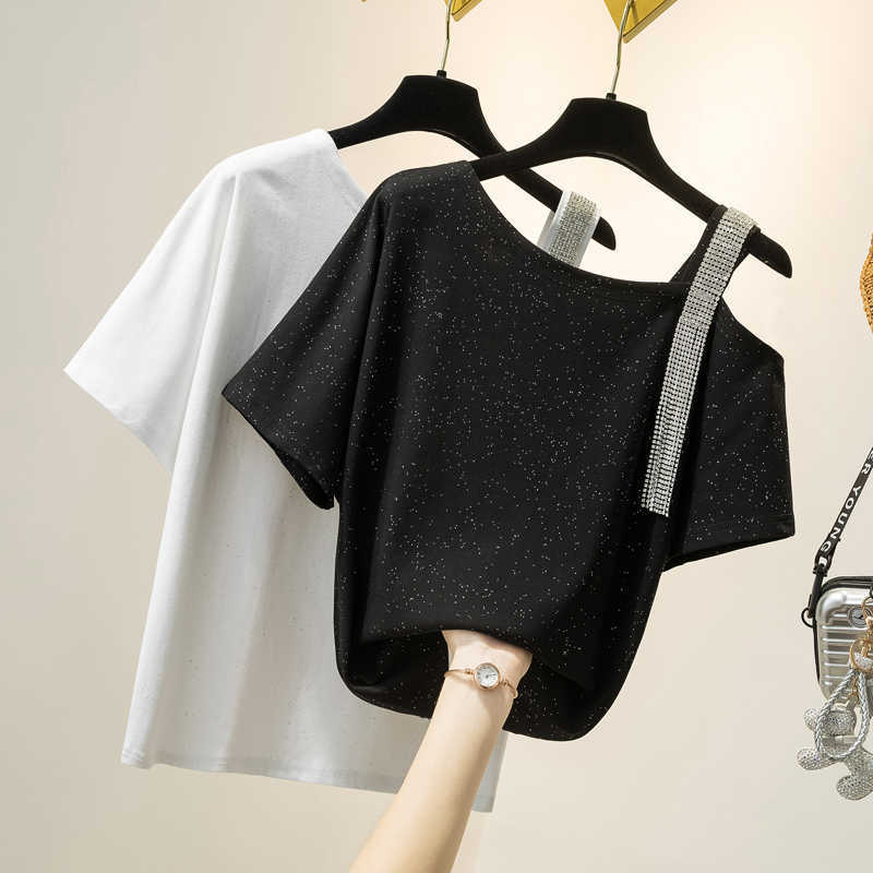 shiny lurex plus size t shirt women tops tee shirt femme camisetas mujer off shoulder tshirt women t-shirt summer t shirts 210604, White
shiny lurex plus size t shirt women tops tee shirt femme camisetas mujer off shoulder tshirt women t-shirt summer t shirts 210604, White