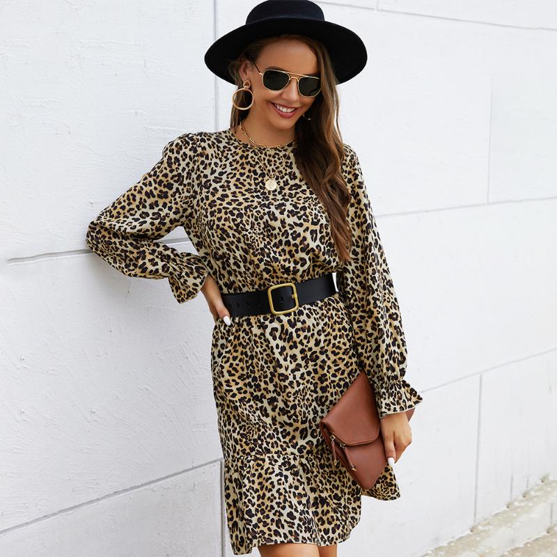 Casual Dresses Autumn Leisure Vacation One-step Sexy Leopard Printing A-line Dress Long Sleeve Round Neck High Waist Slim Women Clothes, Gray
Casual Dresses Autumn Leisure Vacation One-step Sexy Leopard Printing A-line Dress Long Sleeve Round Neck High Waist Slim Women Clothes, Gray