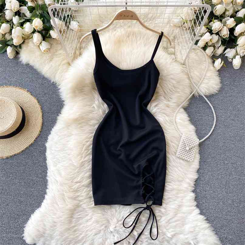 Ins Fashion Women' Summer Dress Black Spaghetti Strap Mini Bodycon Sexy Backless Slim Lace-up Bandage Party Club 210603
Ins Fashion Women' Summer Dress Black Spaghetti Strap Mini Bodycon Sexy Backless Slim Lace-up Bandage Party Club 210603