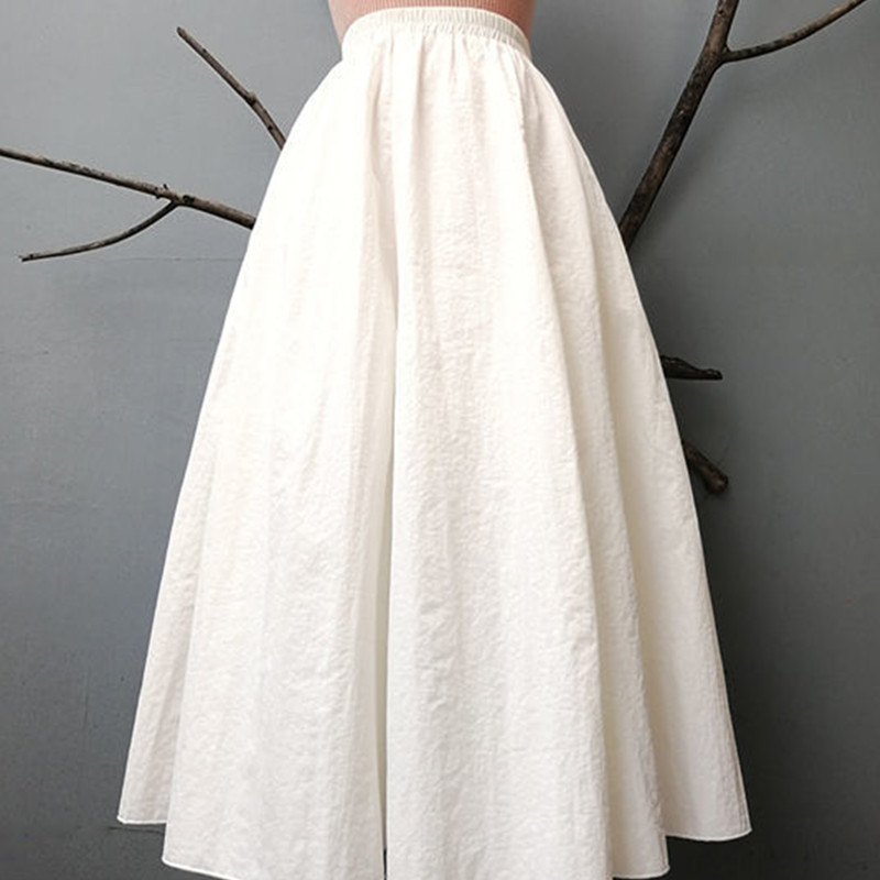 Nomikuma Spring Summer Fashion Elegant Solid Skirts High Waist Korean Women Skirt New A-line Mid-calf Faldas Mujer 6G346 210427