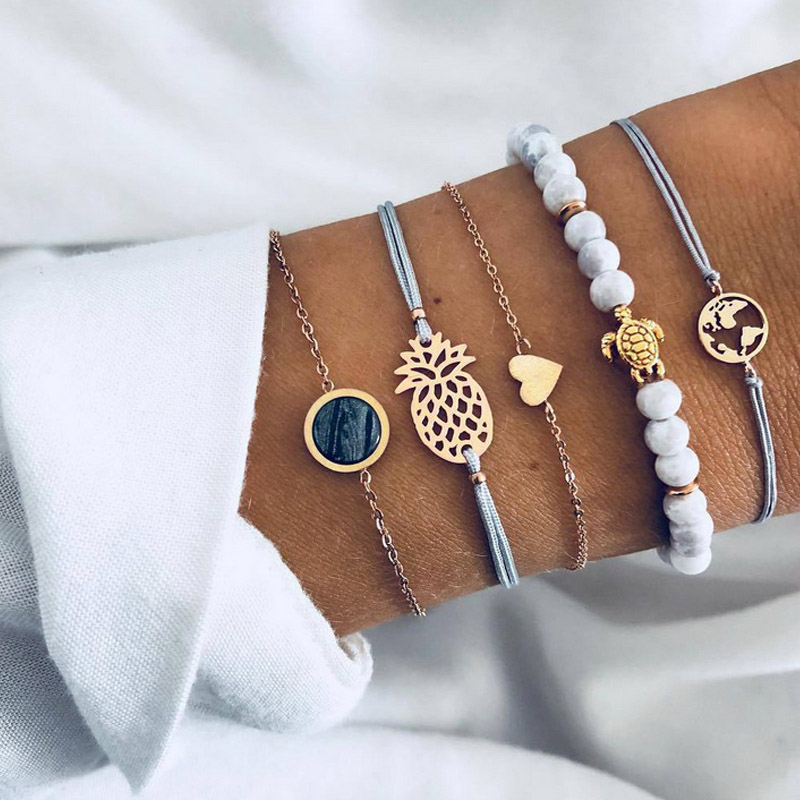 Fashion Pineapple Heart Black Beads Bracelet Set Women Map Turtle Natural Stone Jewelry Vintage Beach Party Bracelet
Fashion Pineapple Heart Black Beads Bracelet Set Women Map Turtle Natural Stone Jewelry Vintage Beach Party Bracelet