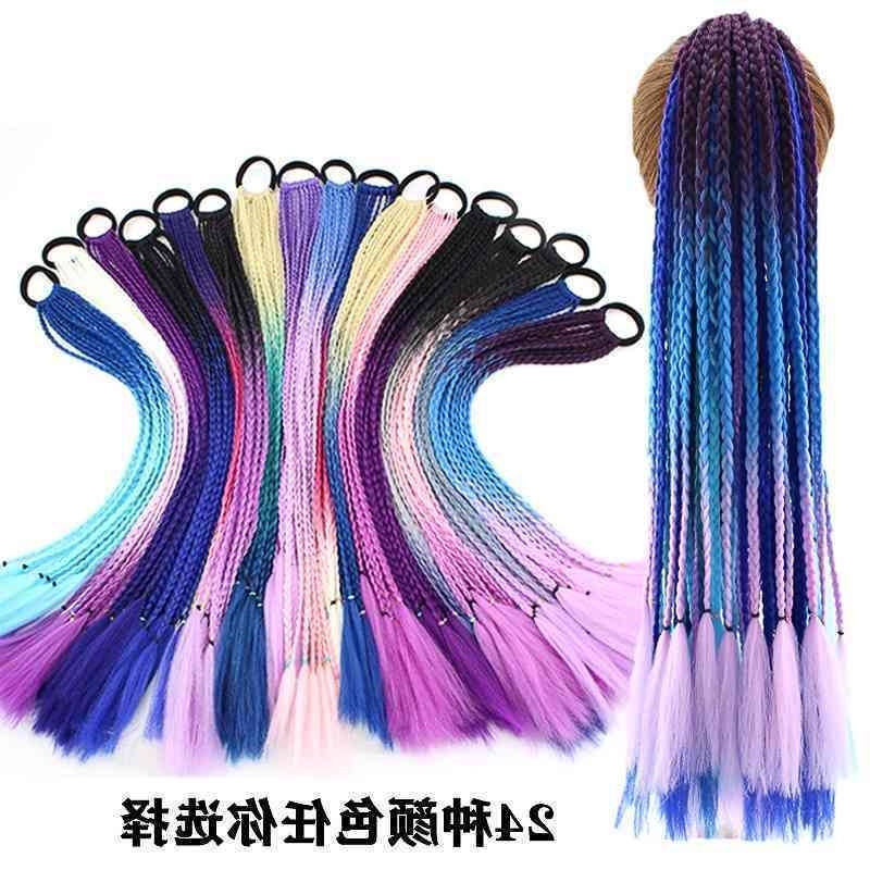 

long Braided wig women's hair color pigtail hip hop twist gradient ethnic style three strands dirty braid ponytail, 12