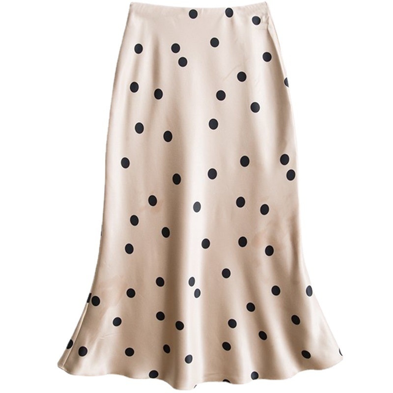 Japan Style Summer Elegant dot Office Lady Silm Waist Skirts Women Fashion Simple Casual Skirt Temperament All-match Jupe 210525