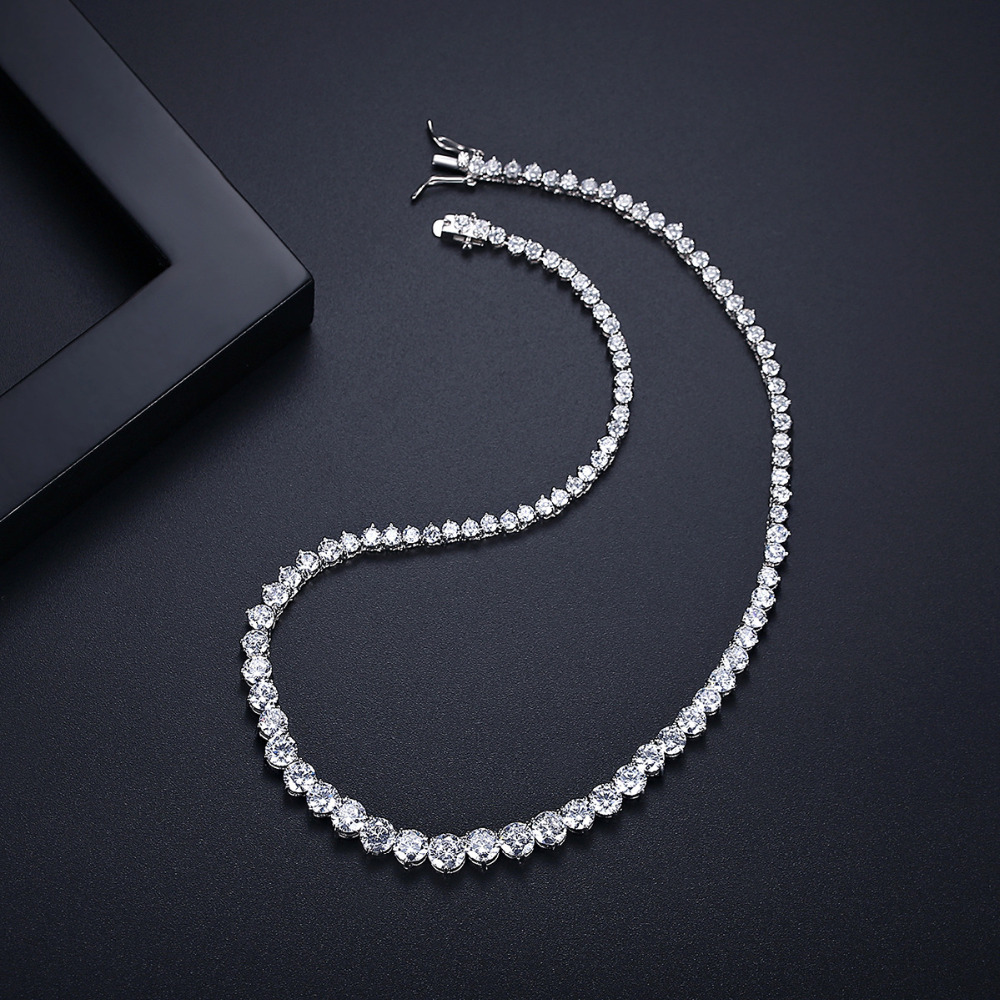 Trendy Lovers Necklace Lab Diamond Cz Stone White Gold Filled chorker Pendant Necklaces for Women Bridal Party Wedding jewelry