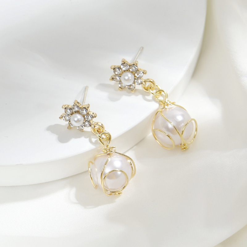 S925 Silver Needle South Korea Retro Baroque 2021 New Temperament Pearl All-match Ear Studs
