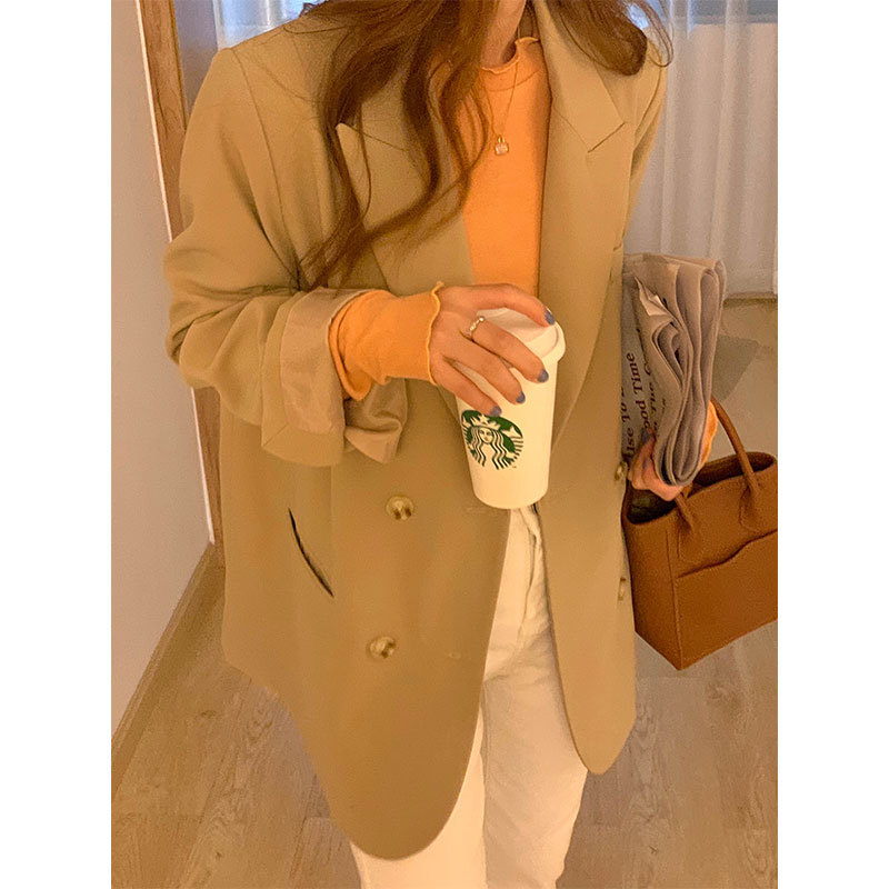 4 colors korean style breif long sleeve solid color black blazer womens jacket and coats casual blazer womens (X1567) 210423