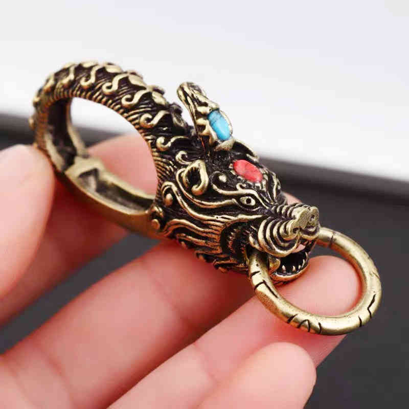 Key Rings Pure Brass Chinese Style Chain Pendant Car Male Personality Creative Waist Buckle