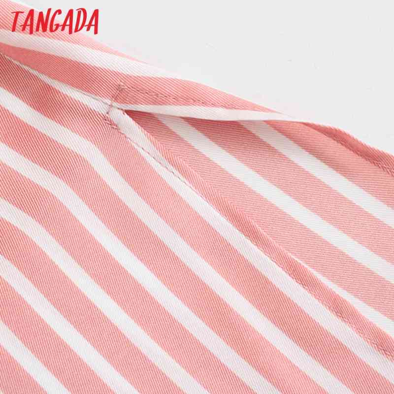 Fashion Women Striped Print Shirt Side Buttons Long Sleeve Ladies High Street Midi Dress 5Z85 210416