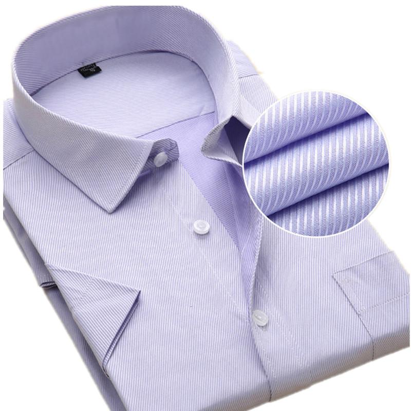 Summer 4XL Men Solid Cotton Short Sleeve Dress Shirts Men's Shirt Casual Male Fitted Man Slim Fit For