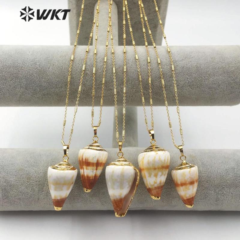 WT-JN092 Sea Shell Necklace Natural Trumpet Gold Trim Pendant With Link Chain Women Fashion Summer Beach Jewelry Necklaces, Silver
WT-JN092 Sea Shell Necklace Natural Trumpet Gold Trim Pendant With Link Chain Women Fashion Summer Beach Jewelry Necklaces, Silver