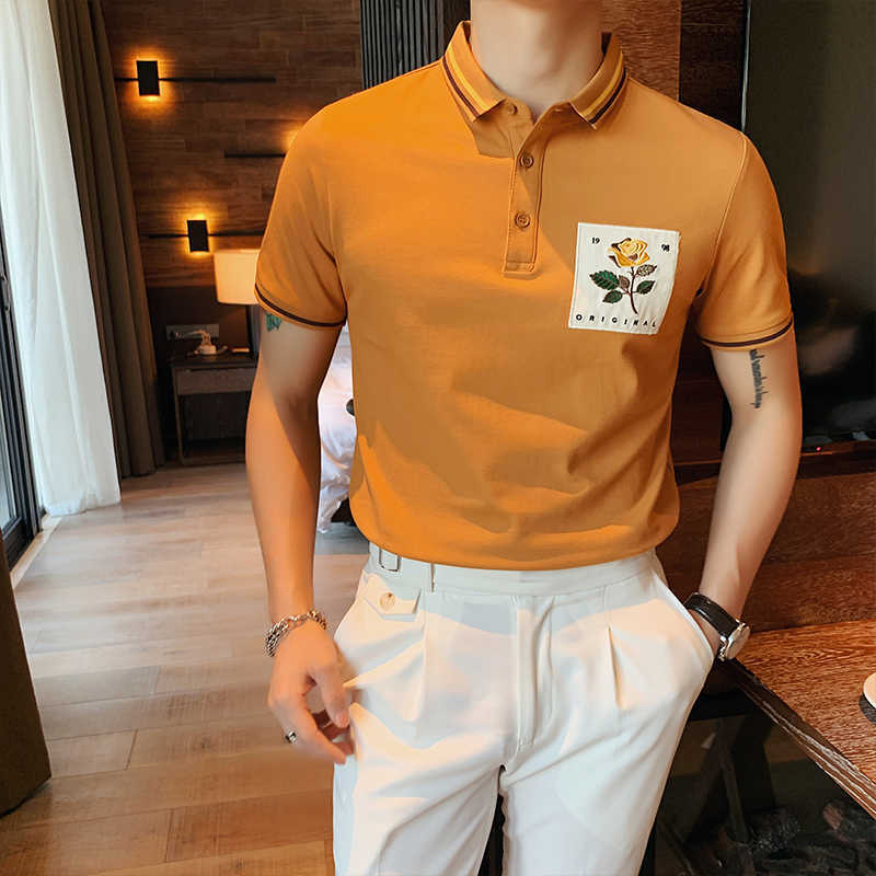 Summer Men's Short-sleeved Casual POLO Shirts British Style Slim Lapel Ice Silk Business POLO Shirt Polo Homme Clothes 210527, White
Summer Men's Short-sleeved Casual POLO Shirts British Style Slim Lapel Ice Silk Business POLO Shirt Polo Homme Clothes 210527, White