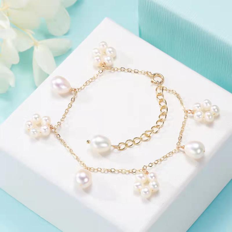 Bangle The Manufacturer Directly Provides Hand Wound Pearl Bracelet, Small Flower Design, Fresh Portable Jewelry