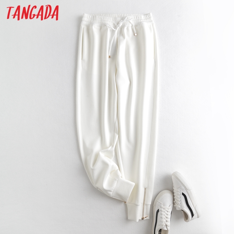 Fashion Woman White Women Cargo High Waist Pants Loose Trousers Joggers Female Sweatpants 6D89 210416