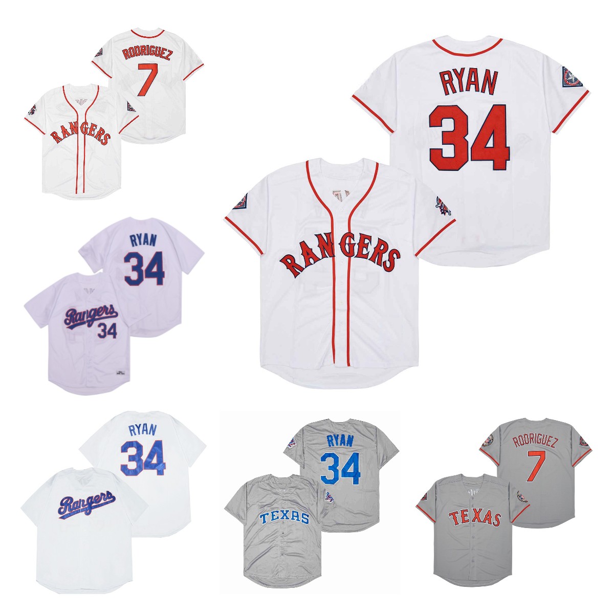 34 Nolan Ryan Baseball Jerseys Rangers Alex Rodriguez Vintage Home Away Grey White Button Stitched Jersey
34 Nolan Ryan Baseball Jerseys Rangers Alex Rodriguez Vintage Home Away Grey White Button Stitched Jersey