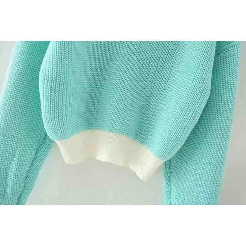 Autumn Sweaters women pullovers jumer winter women's wear loose knitwear color lazy V neck Vintage oversized sweater 210508