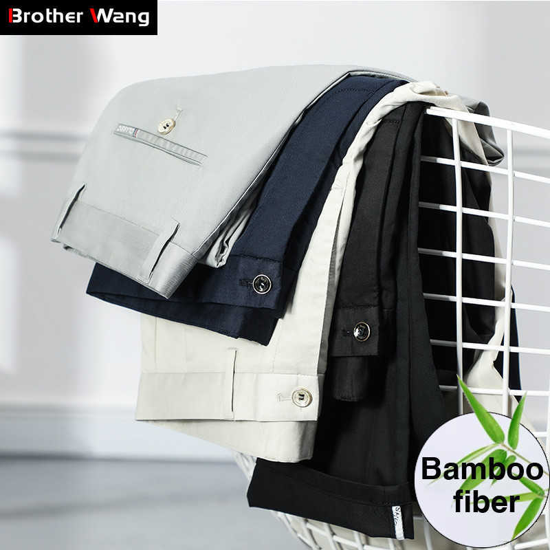 High Quality Men's Bamboo Fiber Thin Casual Pants Spring and Summer Business Straight Stretch Light Grey Trousers Male Brand 210616, Thin-black 
High Quality Men's Bamboo Fiber Thin Casual Pants Spring and Summer Business Straight Stretch Light Grey Trousers Male Brand 210616, Thin-black