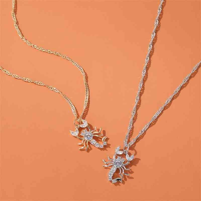 Collier Femme Scorpion Colliers Femme Chaîne Femmes Mesdames Zircon Pendentif Bijoux Silver Couleur Tendance Coréenne Alliage Gothic Halskette