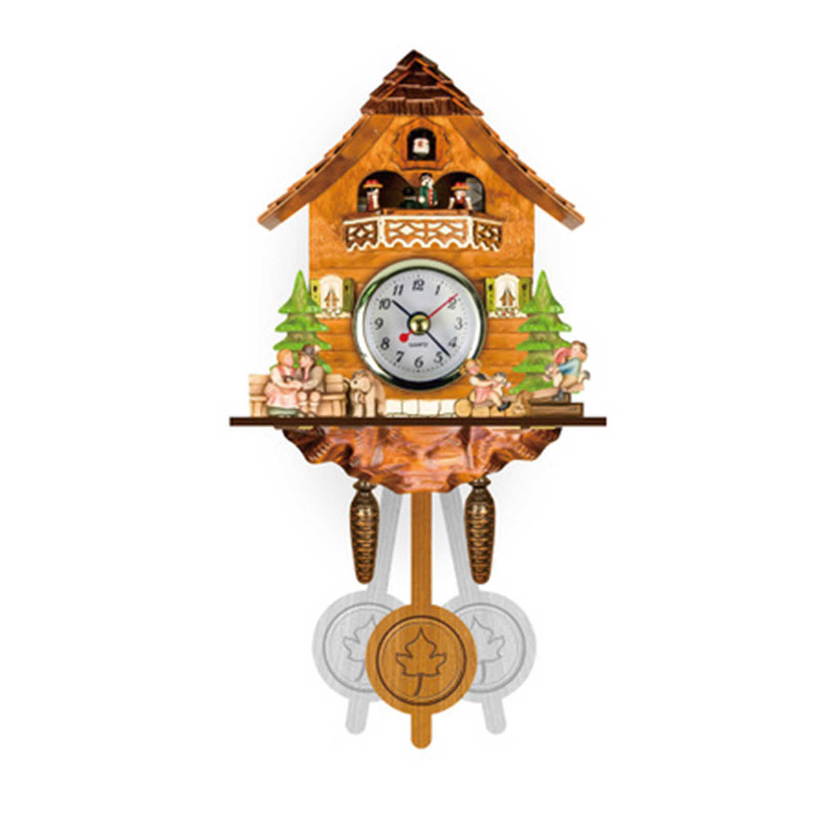 Cuckoo Clock Wall Clock Handicraft Vintage Wooden Cuckoo Tree House Clock for Bedroom Living Room School Office Free 210930