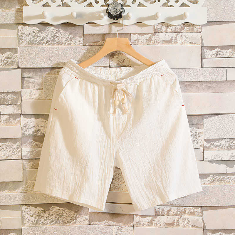 Summer Cotton Shorts Men's Casual Breathable Shorts Black White Drawstring Waist Bermuda Shorts Men Plus Size 4XL 5XL 210528