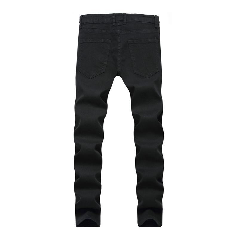Mens Ripped Jeans Embroidery Rose Men Light Blue Slim Fit Stretch Denim Skinny Black Pants Wash Straight 42 Men's