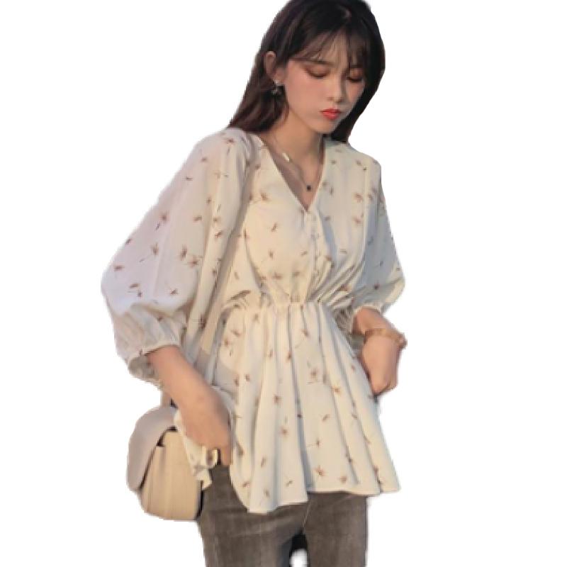 Women' Blouses & Shirts Spring Summer Style Chiffon Blouse Shirt Printed V-Neck Three Quarter Sleeve Elegant Sweet Tops SP1117, Beige
Women' Blouses & Shirts Spring Summer Style Chiffon Blouse Shirt Printed V-Neck Three Quarter Sleeve Elegant Sweet Tops SP1117, Beige