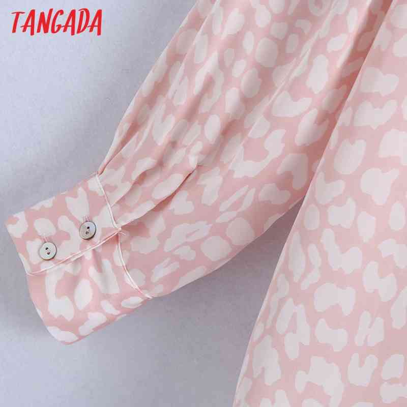 Spring Women Pink Oversized Animal Print Blouse Long Sleeve Chic Female Office Lady Shirt Blusas BE471 210416