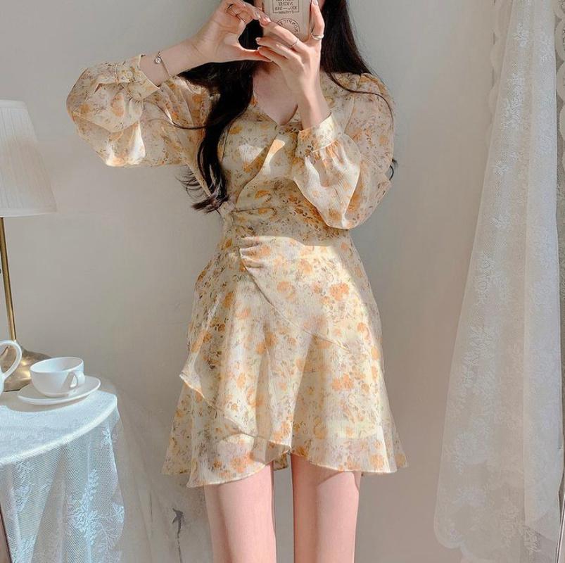 Casual Dresses Korean Chic Retro Elegant Slim High Waist Romantic Floral Print V-neck Bandage Chiffon Dress Women Long Sleeve Spring Vestido, Black;gray
Casual Dresses Korean Chic Retro Elegant Slim High Waist Romantic Floral Print V-neck Bandage Chiffon Dress Women Long Sleeve Spring Vestido, Black;gray