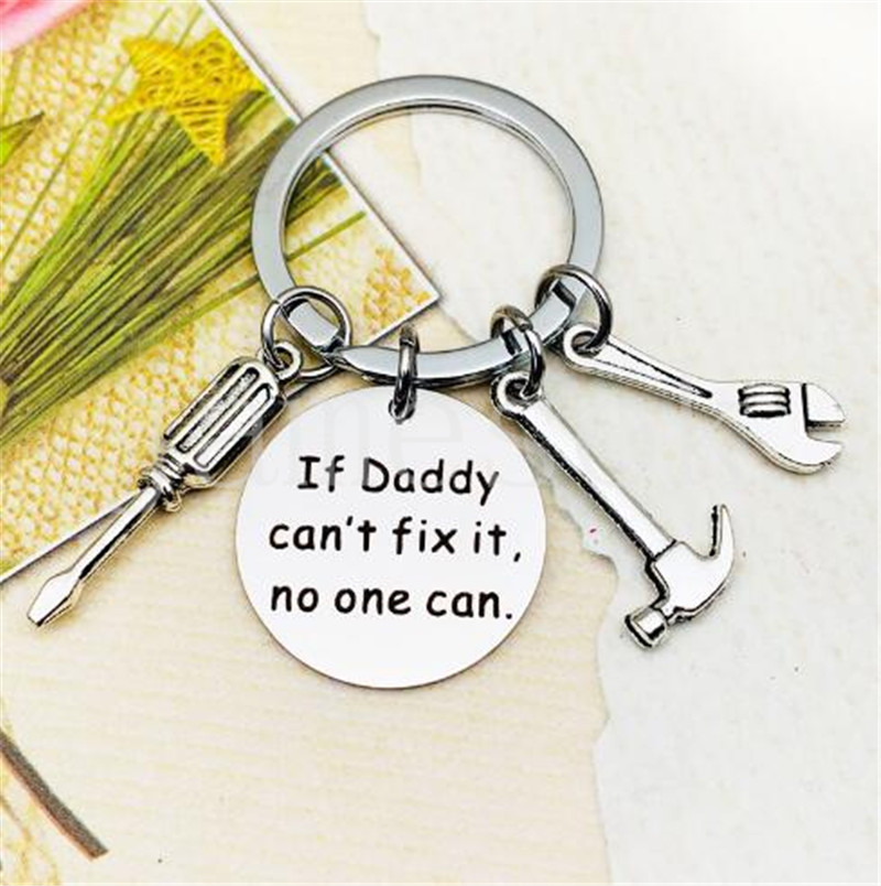 Stainless Steel Keychain Party Favor Engraved Dad Papa Grandpa Tools Key Rings Father Day Gift Creative Father Keyring Men Jewelry Accessories de196