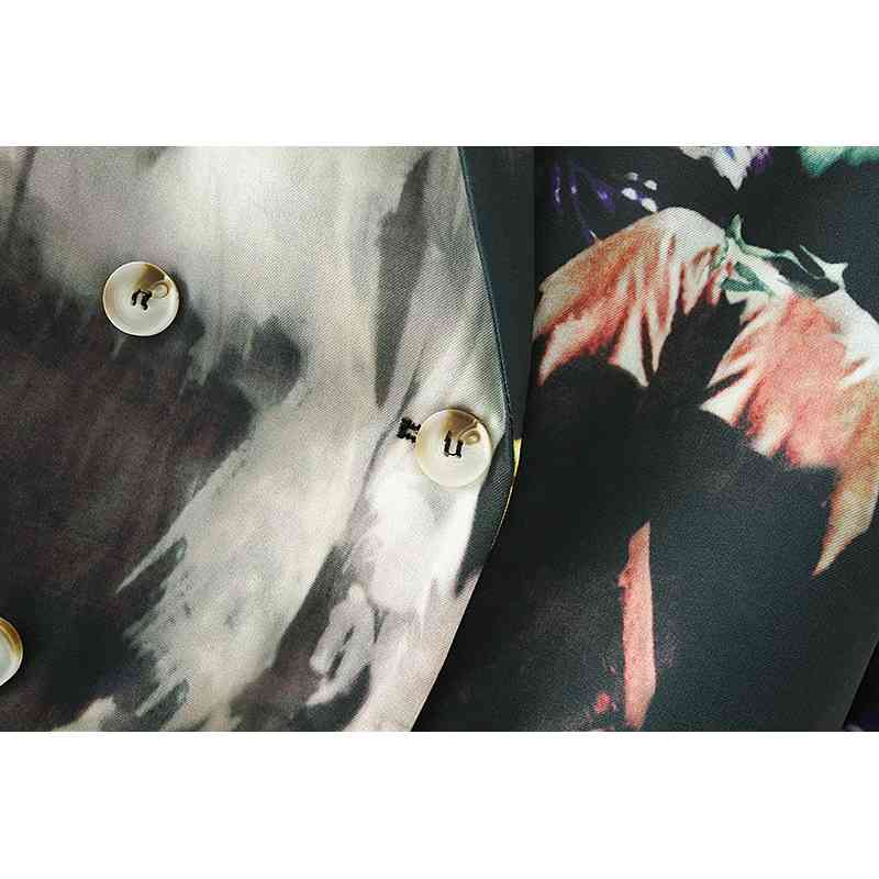 Streetwear Women Tie-Dye Print Blazers Fashion Ladies Striped Patchwork Jacket Causal Female Chic Double Breasted Coat 210430