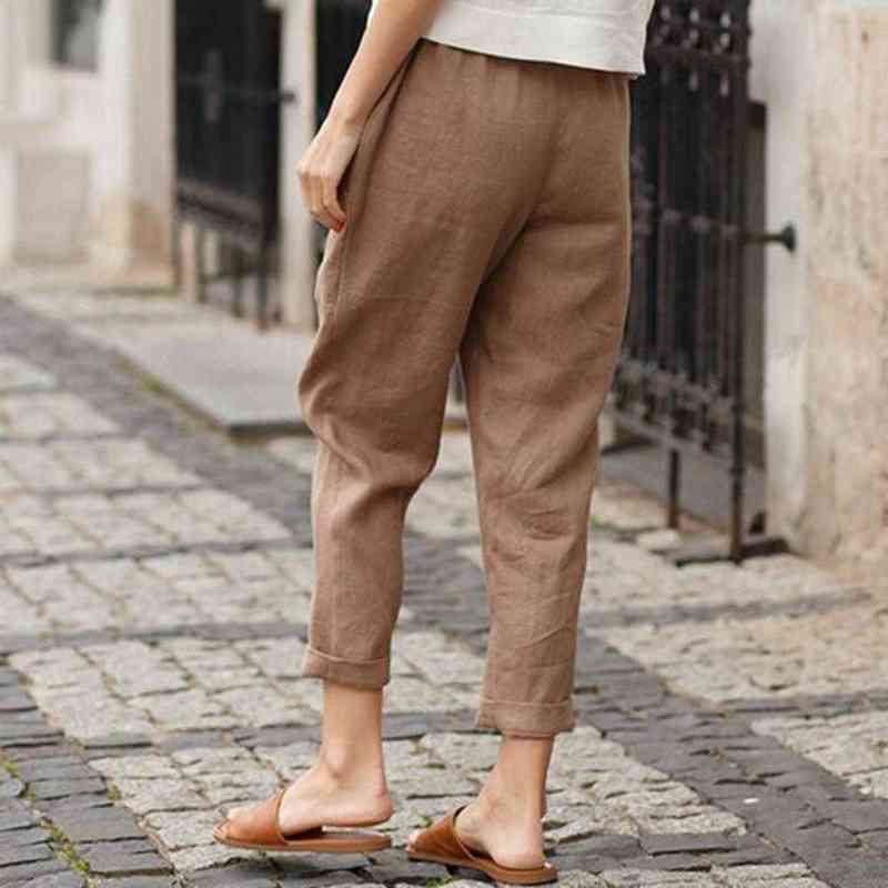 White Pants Woman High Waisted Black Green Cotton Plus Size Harem Spring Clothes Joggers Vintage Streetwear Work 211215