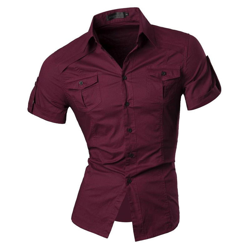 jeansian Men's Summer Short Sleeve Casual Dress Shirts Fashion Stylish 8360 210410