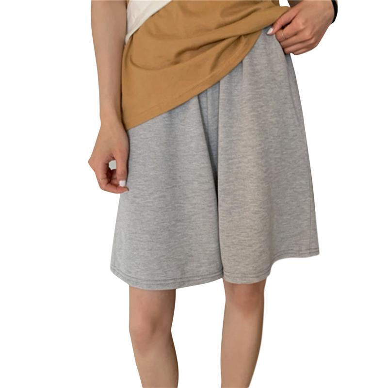 Summer Women Loose Shorts Solid Color Wide-leg Knee-length Harajuku Casual Simple Trend All-match Lady Chic Clothing Women's
