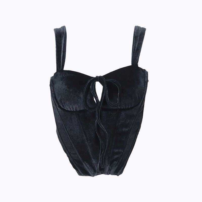 Colysmo Velour Tank Top Backless Double Layer Boned Elastic Zipper Cami Women Summer Party Sexy Chic Vest Casual Streetwear 210527