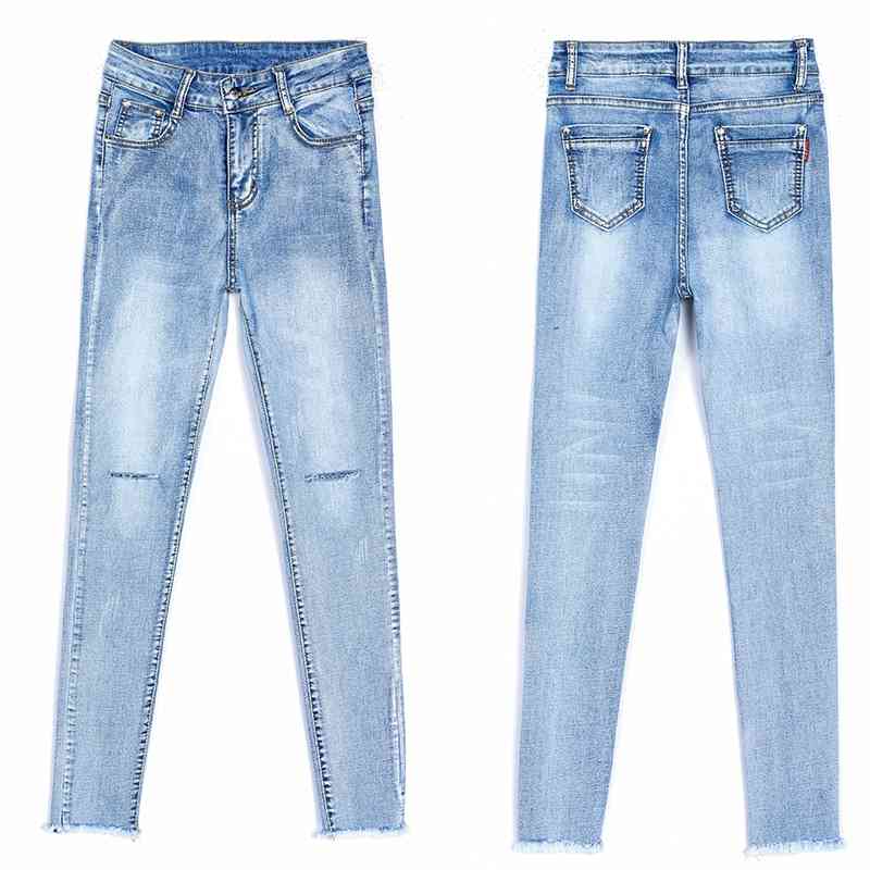 Jeans Woman Stretch Skinny With High Waist Women Washed Denim Ladies Elastic Pencil Pants 210515