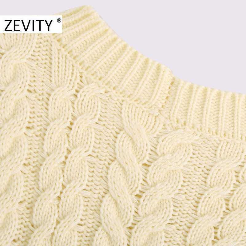 Zevity women fashion twist patchwork hem irregular knitting sweater ladies long sleeve casual sweaters chic autumn tops S394 210603