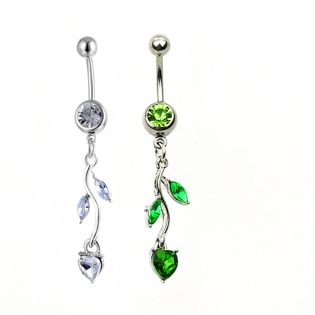 D0798 Belly Navel Button Ring Green Color