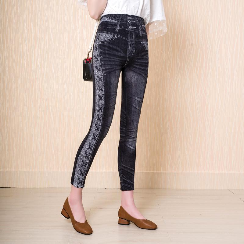 Women' Leggings 2021 Fashion Imitation Denim Women High Waist Side Printed Rope Knot Pattern Hip Pants Fitness Stretch, Black
Women' Leggings 2021 Fashion Imitation Denim Women High Waist Side Printed Rope Knot Pattern Hip Pants Fitness Stretch, Black