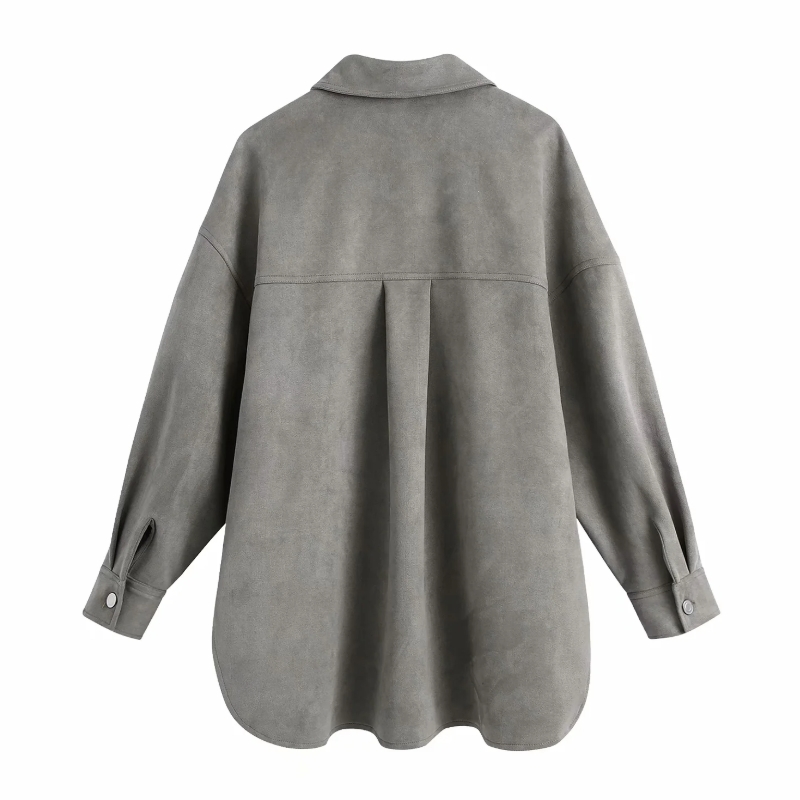 Women Patch Pocket Decoration Loose Blouse Female Turndown Collar Long Sleeve Shirt Casual Lady Tops Blusas S8315 210430