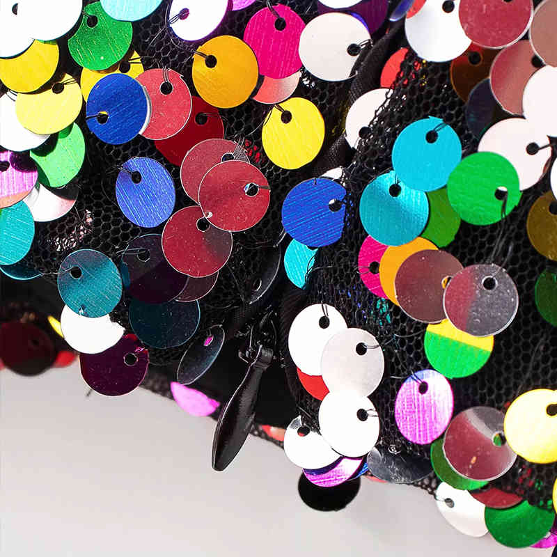 Foridol Colorful Sequin Blouse Shirt Sexy Club Camis Tank V Neck Crop Top Short Tops Blouse Shirts Summer 210415